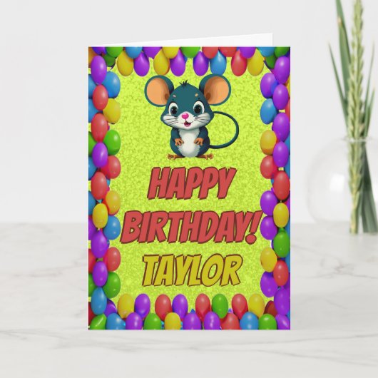 Carte d'anniversaire personnalisée de la souris (Devant)