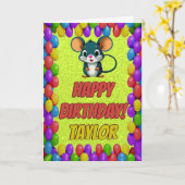 Carte d'anniversaire personnalisée de la souris (Fleur jaune)