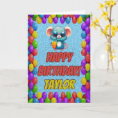 Carte d'anniversaire personnalisée de la souris (Fleur jaune)