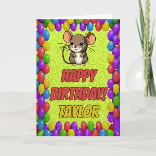 Carte d'anniversaire personnalisée de la souris (Devant)