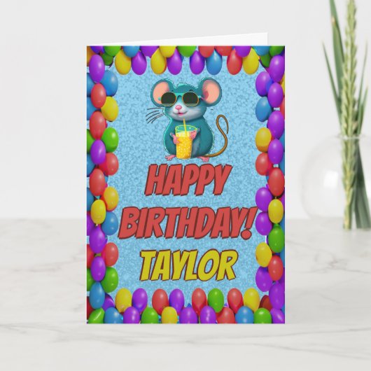 Carte d'anniversaire personnalisée de la souris (Devant)