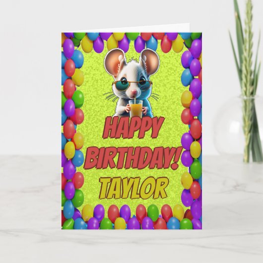 Carte d'anniversaire personnalisée de la souris (Devant)