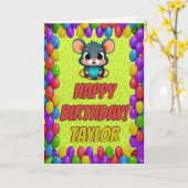 Carte d'anniversaire personnalisée de la souris (Fleur jaune)