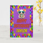 Carte d'anniversaire personnalisée de la souris (Fleur jaune)