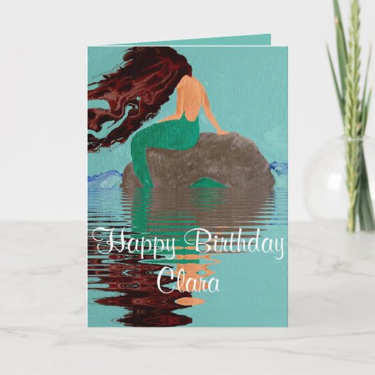 Carte d'anniversaire personnalisée de sirène bleue (Devant)