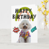 Carte d'anniversaire personnalisée de votre Poodle (Fleur jaune)