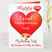 Carte d'anniversaire personnalisée du 35e Mariage  (Fleur jaune)