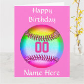 Carte d'anniversaire PERSONNALISÉE du base-ball, (Fleur jaune)