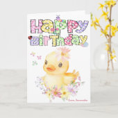 Carte d'anniversaire personnalisée en caoutchouc r (Fleur jaune)