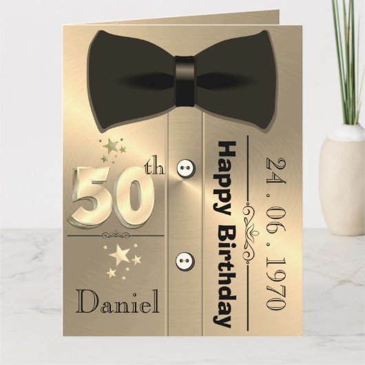 Carte d'anniversaire personnalisée en or pour homm (Devant)