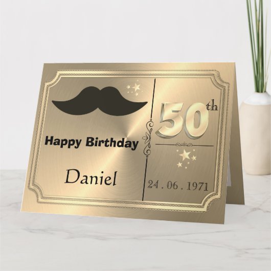 Carte d'anniversaire personnalisée en or pour un h (Devant)