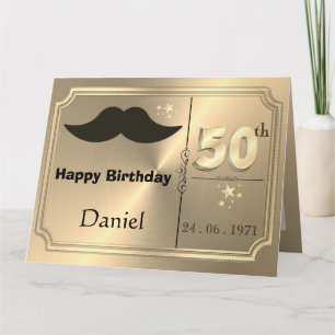 Carte d'anniversaire personnalisée en or pour un h