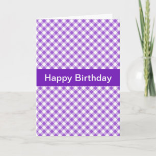 Carte d'anniversaire personnalisée En vichy pourpr