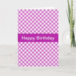 Carte d'anniversaire personnalisée En vichy rose