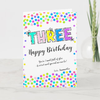 Carte d'anniversaire personnalisée Fille 3 ans