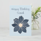 Carte d'anniversaire personnalisée Fleur bleue (Debout devant)