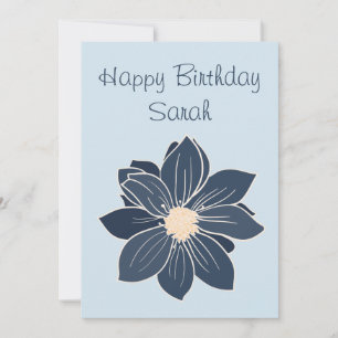 Carte d'anniversaire personnalisée Fleur bleue