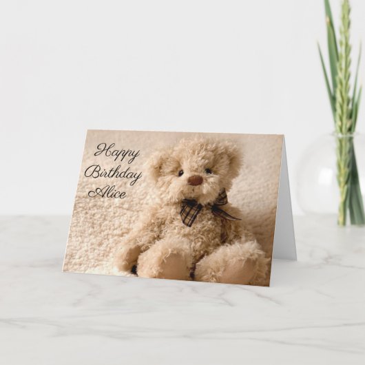 Carte d'anniversaire personnalisée - Fluffy Teddy (Devant)