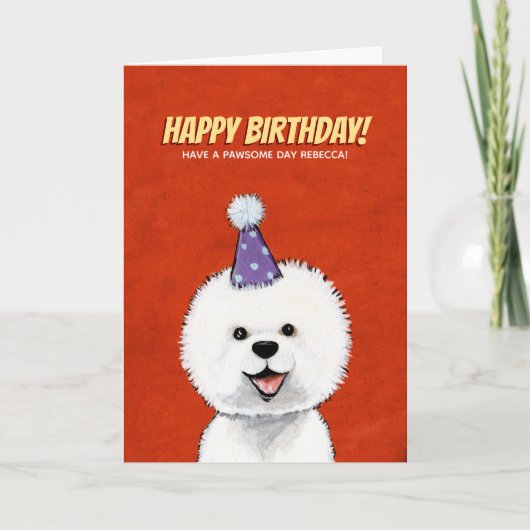 Carte d'anniversaire personnalisée Fluffy White Do (Devant)