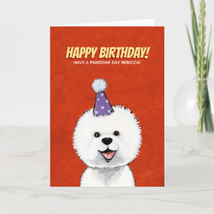Carte d'anniversaire personnalisée Fluffy White Do