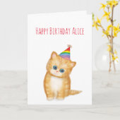 Carte d'anniversaire personnalisée Ginger kitten (Fleur jaune)