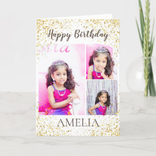 Carte d'anniversaire personnalisée Gold Splatter