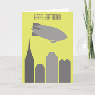 Carte d'anniversaire personnalisée grise et jaune 