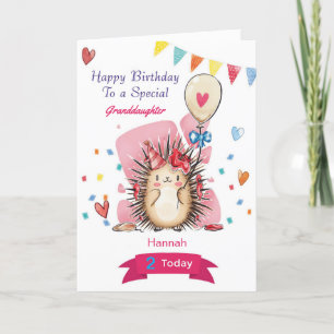 Carte d'anniversaire personnalisée hérisson mignon
