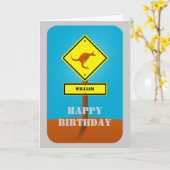 Carte d'anniversaire personnalisée Kangaroo (Fleur jaune)