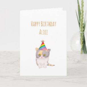 Carte d'anniversaire personnalisée Katie kitten