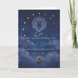 Carte d'anniversaire personnalisée Leo Zodiaque