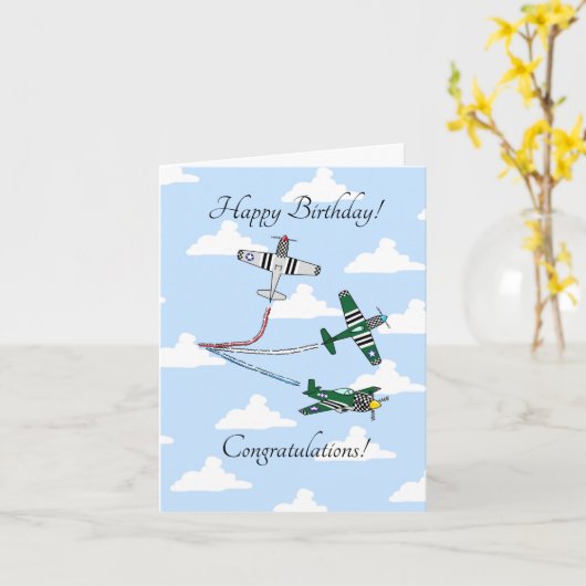 Carte d'anniversaire personnalisée Mustangs (Blue  (Fleur jaune)