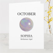 Carte d'anniversaire personnalisée Opale d'Octobre (Fleur jaune)