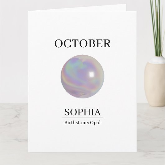 Carte d'anniversaire personnalisée Opale d'Octobre (Devant)