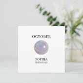 Carte d'anniversaire personnalisée Opale d'Octobre (Debout devant)