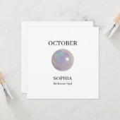 Carte d'anniversaire personnalisée Opale d'Octobre (Devant/Arrière en situation)