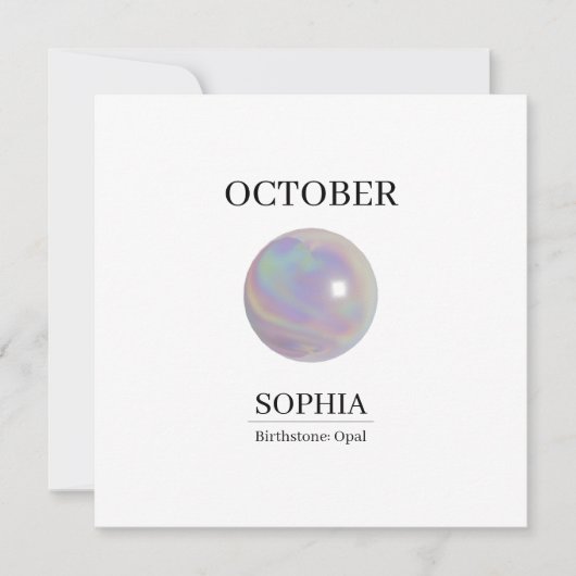 Carte d'anniversaire personnalisée Opale d'Octobre (Devant)