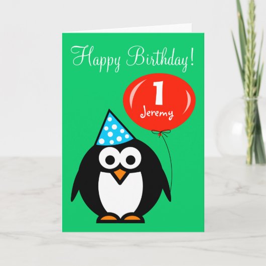 Carte d'anniversaire personnalisée | Pingouin avec (Devant)