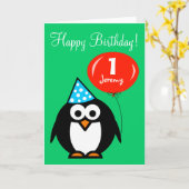 Carte d'anniversaire personnalisée | Pingouin avec (Fleur jaune)