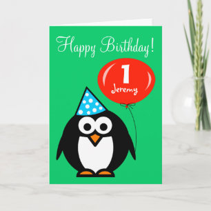 Carte d'anniversaire personnalisée Pingouin avec