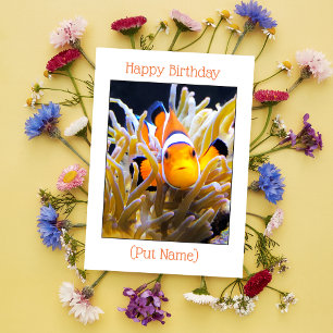 Carte d'anniversaire personnalisée Poisson Clown