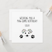 Carte d'anniversaire personnalisée pour chien (Devant/Arrière en situation)