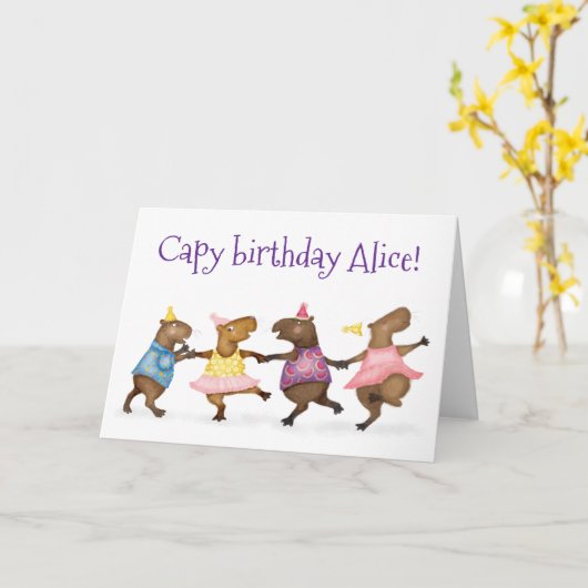 Carte d'anniversaire personnalisée pour les capyba (Fleur jaune)