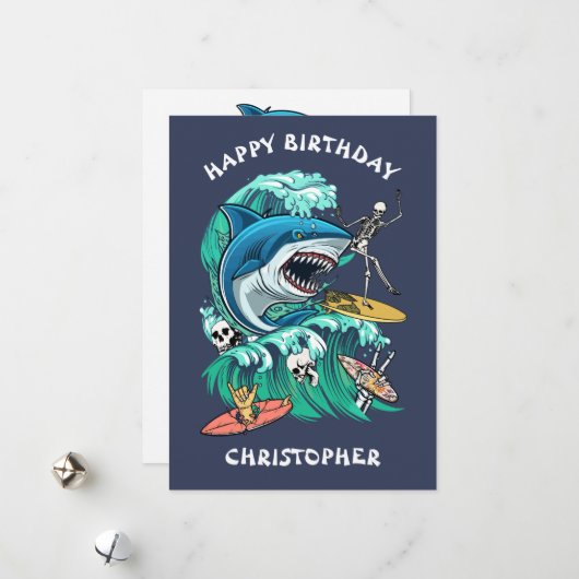 Carte d'anniversaire personnalisée pour les vagues (Devant/Arrière en situation)