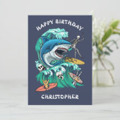 Carte d'anniversaire personnalisée pour les vagues (Debout devant)