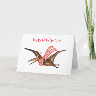 Carte d'anniversaire personnalisée Pterodactyle