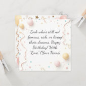 Carte d'anniversaire personnalisée - Salutation pe (Devant/Arrière en situation)