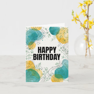 Carte d'anniversaire personnalisée sarcelle jaune