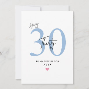 Carte d'anniversaire personnalisée simple 30 ans p