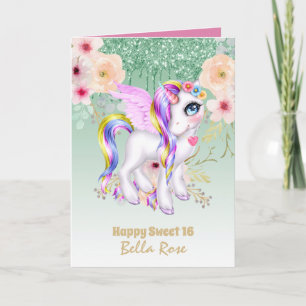 Carte d'anniversaire personnalisée Sweet 16 jolie